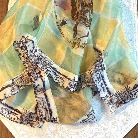 Silk Yippee Ride Em Cowboy Scarf, 1930’s - Picture 5 of 6